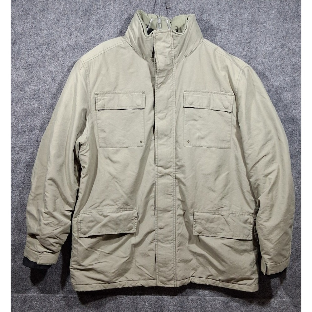 Vintage GAP Mens Khaki Nylon Padded Field Jacket Tan Holiday 2001‎ Size L Large